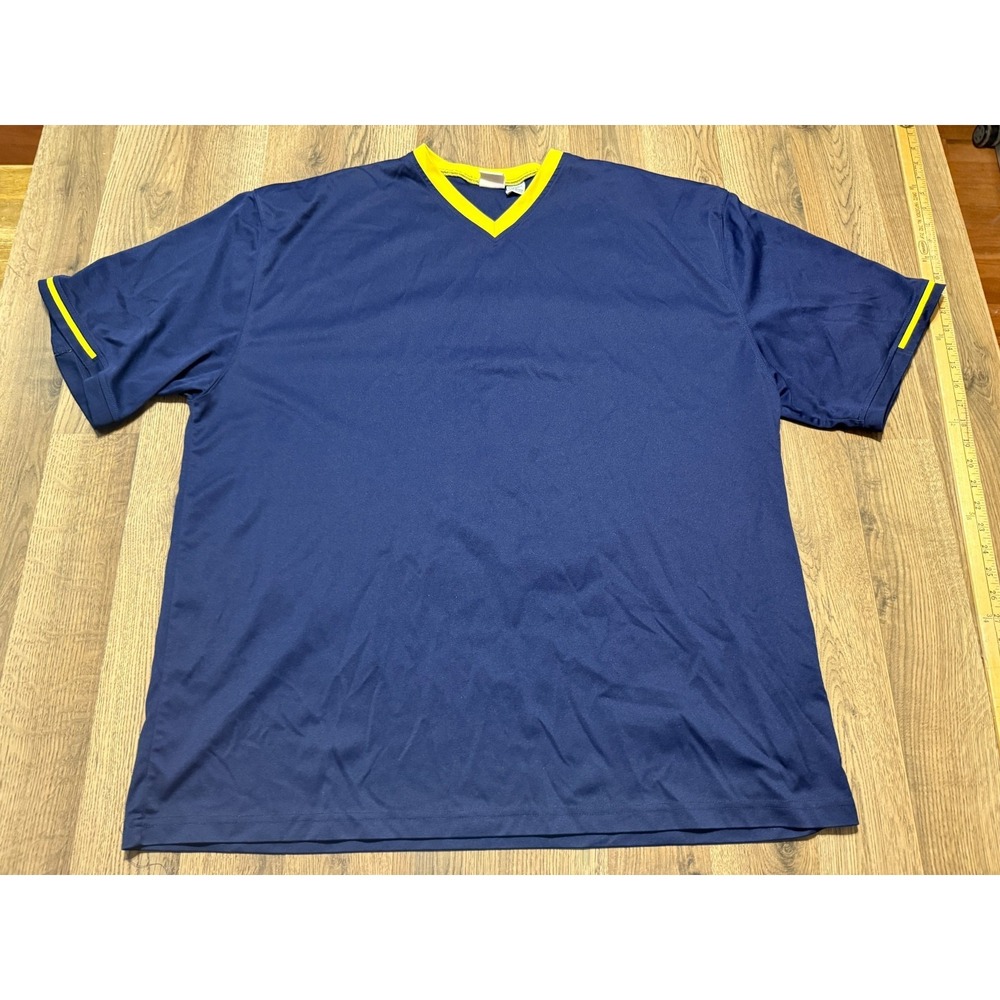 Energy Zone Shirt, Men's XXXLT, Blue Yellow, Short Sleeve, V-neck, Athletic Wear